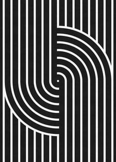 an abstract black and white pattern with vertical lines in the center, forming a spiral