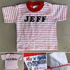 Vintage Mix N Match K-Mart Striped T-Shirt W/ Name On It 6-12 Mos Durene Cotton  | eBay Vintage Kids Fashion, Kid Clothes, Vintage Kids, Striped T Shirt, Kids Sweatshirt, Mix N Match, Fancy Dresses, Vintage Children