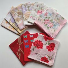 This handkerchief is square, the size is about 16", 17" handkerchief 16" = 6 pcs handkerchief 17" = 3 pcs Brand:  Japan Vintage Style, JUNKO KOSHINO, renoma, Sophisty, HANAE MORI Material: Cotton 100% Color: in Multicolor Condition: Used It is a very beautiful handkerchief. EXQUISITE!! Please, see to the picture  before bidding !!! Excellent condition in shape, color and pattern... Shipping Free Shipping handing WORLDWIDE. The package will be shipped directly from Thailand via standard airmail, Vintage Pink Handkerchiefs For Wedding, Vintage Pink Wedding Handkerchiefs, Vintage Cotton Handkerchiefs With Floral Print, Vintage Floral Print Cotton Handkerchiefs, Vintage Handkerchiefs For Spring Gift, Pink Cotton Handkerchiefs For Weddings, Retro Pink Handkerchiefs As Gift, Vintage Cotton Handkerchiefs For Spring, Pink Cotton Handkerchief For Spring