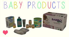 the baby products are displayed in front of a sign that says, baby products for babies