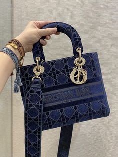 DI Small Lady D-Lite Blue Bag For Women 9.5in/24cm CD Lady D Lite Bag, Winter Bags, Luxury Bags Collection, Dior Paris, Blue Toile, Lv Bags, Small Lady, Girly Bags, Luxury Purses