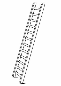 a drawing of a ladder that has been drawn in black and white, with the bottom section