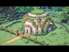 Minecraft Garden Shed Ideas, Minecraft Ideas Greenhouse, Minecraft Round Greenhouse, Minecraft Glass Dome Garden, Glass Greenhouse Minecraft, Dome Minecraft Build, Minecraft Glasshouse, Minecraft Dome House, Green House Minecraft Ideas