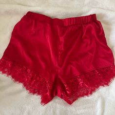 Shein Sleep/ Lounge Shorts, Only Tried On But Nwot Just Didn’t Like The Fit On My Legs But Super Super Sexy Red Lace Night Shorts, Goes W Anything And Can Also Wear Visually However U Dress It Up! Red Short Bottoms For Loungewear, Red Short Leg Bottoms For Loungewear, Red Short Bottoms For Sleep, Red Pajama Shorts For Loungewear, Red Pajama Shorts For Summer Pajama Party, Red Short Lounge Bottoms, Red Short Loungewear Bottoms, Red Short Summer Sleepwear, Red Short-length Bottoms For Loungewear