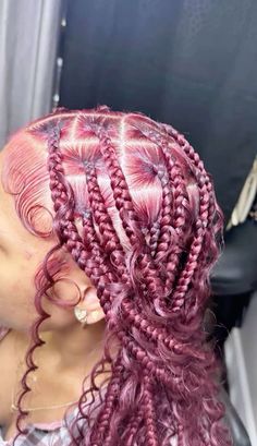 Pretty Braided Hairstyles With Color, Burgundy Braided Hairstyles, Braid Aesthetic, Hairstyles Baddie, 70 Hairstyles, Pretty Braids, Braided Hairstyles For Black Women Cornrows, Braided Cornrow Hairstyles, Box Braids Hairstyles For Black Women