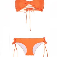 Nwt Neon Orange Bikini With Strappy Detail At Back Of Bikini Top And On The Bottom Sides. Perfect Suit To Wear In Any Tropical Beach (Or To Help Pretend That Your Away On Vacation). Bandeau Beachwear Swimwear For Beach Party, Strappy Swimwear For Sunbathing, Beachwear Bandeau Tankini For Beach Party, Beach Party Bandeau Tankini In Beachwear Style, Strappy Beachwear Swimwear For Beach Season, Strappy Tankini For Beach Party, Strappy Tankini For Beach Season Sunbathing, Strappy Tankini For Sunbathing Beach Season, Orange Bandeau Beachwear Swimwear