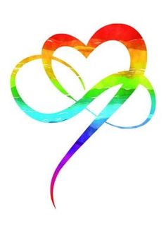 a rainbow heart with two intertwined hearts