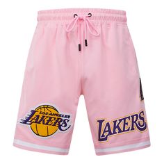 The Pro Standard Premium NBA Los Angeles Lakers Classic Chenille Men's Short (Pink) Track Suits Women, Camo Men, Chicago White Sox, Los Angeles Lakers, Atlanta Braves, Team Spirit, Athletic Shorts, Team Colors, Outerwear Jackets