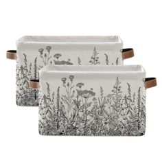 PRICES MAY VARY. canvas Imported 【LARGE STORAGE BIN】2-PACK,15(L) x 11 (W)x 9.5(H) inches, storsge baskets perfect for gifts empty,decorative storage bin for Home Office nursery Closet organizer. 【PREMIUM MATERIAL】The exterior of the fabric basket is made of durable canvas &The inner lining is made of 300DPE waterproof fabric; sturdy metal rod frame around the top keep the basket shape,Durable and high quality material make this storage basket last a good long time.Lined with a thin muslin waterp Closet Storage Bins, Nursery Closet Organization, Decorative Storage Bins, Large Storage Bins, Baskets For Shelves, Fabric Storage Bins, Black And White Flowers, Basket Shelves, Organizer Storage