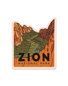 a sticker with the words zion national park on it