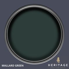 an image of a round metal object with the words'mallard green'on it