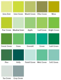 the color chart for different shades of green