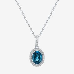 Brighten your jewelry collection with our Women�s Genuine London Blue Topaz Oval Pendant Necklace, elegantly crafted in sterling silver. This beautiful piece features a stunning oval London blue topaz, surrounded by a halo of sparkling lab-created white sapphires, creating a lovely contrast. The pendant hangs gracefully from an 18-inch cable chain, secured with a simple spring ring clasp. Perfectly packaged in a gift box, this necklace makes a thoughtful gift for any occasion, especially for tho Oval Pendant Necklace, Halo Necklace, Oval Pendant, Yes Please, London Blue Topaz, London Blue, White Sapphire, Cable Chain, Spring Rings