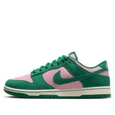 Nike Dunk Low SE 'Malachite Medium Soft Pink' FZ0549-600 Pink And Green Shoes, Green Nike Shoes, Sneakers To Buy, Lookbook Design, Dunk Low Nike, Divine 9, Shoe Wishlist, Dunks Nike, Soft Pink Color