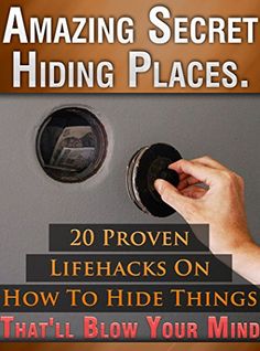 the cover of an amazing secret hiding places book, with a hand turning on a light switch