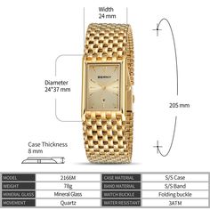 Description: Look great, feel wonderful and sophisticated, wearing this luxuriously beautiful, stylish, and gorgeous rectangular design dial, gold tone and silver tone round dial bracelet watch. With this selection of watches, you can always add a splash of top notch elegant bracelet and classy style watch to add to your collection of watches! This is an excellent choice of stylish bracelet watch that comes with the gold and silver tones to choose from, and it is fantastic as a gift for yourself Black Gold Bracelet, Chain Watch, Square Clocks, Men's Watches Luxury, Bracelet Watches Women, Stylish Bracelet, Style Watch, Classy Style, Elegant Bracelet