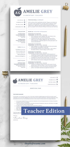 The Art of Resume | Teacher Resume Template Design with Apple Cover Letter Template Layout Design, Teaching Degree, Resume Template Examples