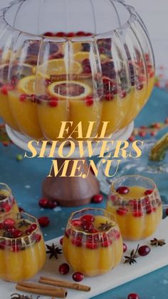 fall showerers menu with oranges and cranberries