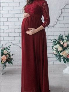 Burgundy Patchwork Lace Draped High Waisted Stylish Baby Shower Maternity Maxi dress - Maternity Dresses - Women's Maternity Elegant Maternity Dresses, Shower Outfits, Maternity Maxi Dress, Maternity Maxi, Baby Shower Dresses, Photoshoot Dress, Shower Dresses, Pregnancy Maxi Dress, Maxi Robes