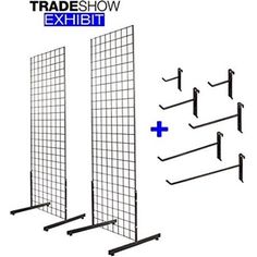 the trade show exhibit has been set up with four racks and two hooks on each side