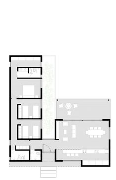 the floor plan for this modern house shows two levels and three rooms, with one bedroom on each level