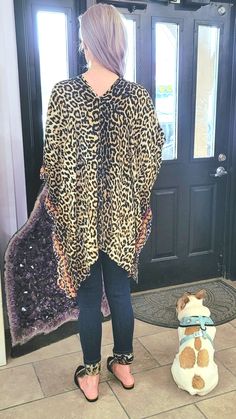 Leopard Embroidered Poncho One Size Fall Poncho For Vacation, One Size Poncho For Fall Vacation, One Size Poncho For Vacation In Fall, Casual Kaftan With Kimono Sleeves For Fall, Long Casual Fall Kaftan, Casual Long Kaftan For Fall, Oversized Winter Poncho For Vacation, Winter Vacation Oversized Poncho, Oversized Winter Vacation Poncho