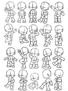 cartoon character poses and expressions for children to learn how to draw the characters in this drawing lesson