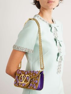 VALENTINO GARAVANI Locò small embellished leather bag Simplicity Fashion, Flat Dress Shoes, Exclusive Dress, Sport Swimwear, Fine Jewelry Designers, Hat Shop, Summer Hats, Beauty Accessories, Clothes Collection