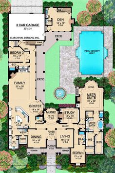 this is an artist's rendering of the floor plan for these luxury home plans