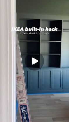 an image of a room being remodeled with blue paint and white trim on the walls