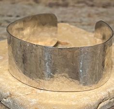 Sterling silver hammered cuff bracelet. One inch wide. Handcrafted. Beautiful accessory for the fashionista Hammered Cuff Bracelet, Show White, Bow Ring, Hammered Silver, One Inch, Cuff Bracelet, Cuff Bracelets, Jewelry Bracelets, Etsy Gift Card