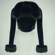 Beautifully Made...Has Stretch Will Fit A Medium Lady. Faux Fur Is Detachable! Purchased, Tried On A Little Small For Me, Never Worn! Comes In Bag, The Tag Is Inside Garment! See Pics! Fur Crop Top, Cider Tops, Girl Fits, Cute Simple Outfits, Simple Outfits, Black Velvet, Cider, Faux Fur, Crop Top