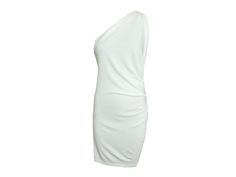 "Vintage 00s Plein Sud asymmetrical white dress with ruching on one side. The ruching and construction creates an interesting and twisted shape. The side seam is cleverly placed at the back, adding a subtle detail to the design. Made from stretchy jersey knit, this dress ensures a comfortable and flattering fit. Size: There is no size label but I would say fits like a size Small. For reference, the mannequin is a size XS so the dress was a bit loose on it. Great vintage condition - some faint ye Elegant Asymmetrical Mini Dress With Ruched Sides, White Draped Mini Dress For Cocktail, White Ruched One Shoulder Party Dress, White Asymmetrical One-shoulder Dress With Ruched Detail, White Asymmetrical Mini Dress With Ruched Detail, White Asymmetrical Ruched Mini Dress, White Stretch Draped Dress, Asymmetrical White Ruched Mini Dress, White Ruched Asymmetrical One-shoulder Dress