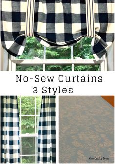 no sew curtains 3 styles