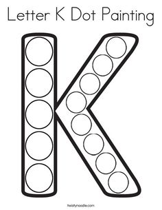 the letter k dot painting worksheet for kids to learn how to draw and paint