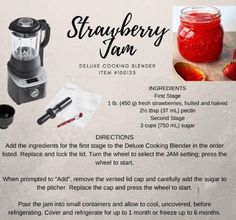 a recipe for strawberry jam with instructions on how to make it in the blender