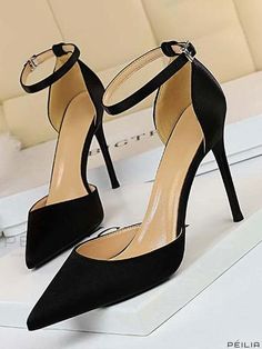 Peilia - Classic Womens Pointed Toe Stiletto Heel Pumps with Ankle Strap - Perfect for Proms and Evening Events