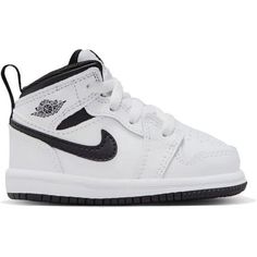 Jordan 1 Mid Baby/Toddler Shoes Color: White/White/Black/Black Size: 4C Size: 4.  Gender: unisex.  Age Group: infant. Baby Jordan Shoes, Jordan 1 Mid White, Jordan 6 Rings, Baby Jordans, Buy Jordans, Kids Jordans, Baby Outfits, Shoes Color, Jordan 1 Mid