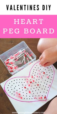 valentine's day heart peg board craft for toddlers to make with the kids