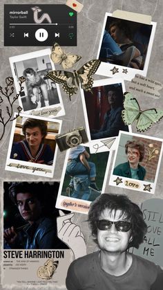 a collage of photos with the words steve harrington on it and images of people