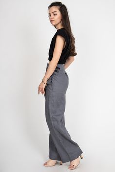 Loose Linen Pants/casual Drop Cloth Harem Pants/unisex - Etsy Taiwan Gray Wide Leg Cotton Cargo Pants, Gray Cotton Straight Cargo Pants, Baggy Gray High-waisted Pants, Gray Baggy Wide Leg Pants, Gray Straight Cotton Cargo Pants, Gray Baggy High-waisted Pants, Gray Wide Leg Bottoms With Pockets, Gray Baggy Straight Pants, Gray High Waist Baggy Wide Leg Pants