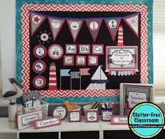 a bulletin board with some pictures on it and other things to put in front of it