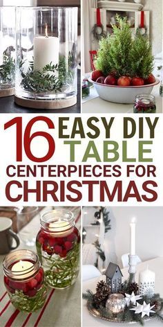 16 easy diy table centerpieces for christmas with candles and greenery in mason jars