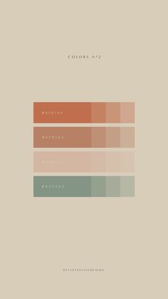 the color scheme for colors no 2 is shown in shades of orange, brown and green