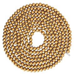 a strand of gold beads on a white background