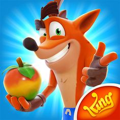 the fox is holding an apple in his hand