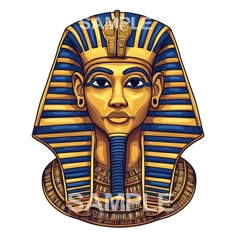 an egyptian pharaoh mask with blue and gold colors