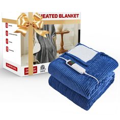 the heated blanket is next to its box