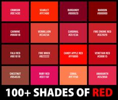 the shades of red are shown in this image