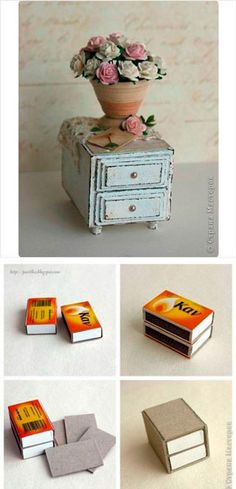 several different pictures of small books with flowers on top and one has a flower in the middle